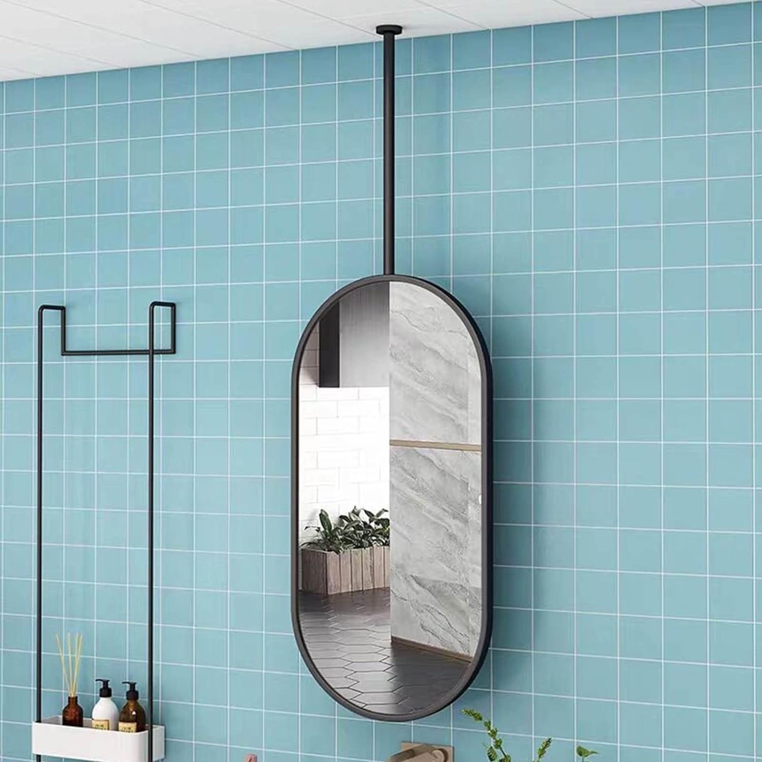 Miroir suspendu au plafond rectangulaire idéal pour salon et entrée