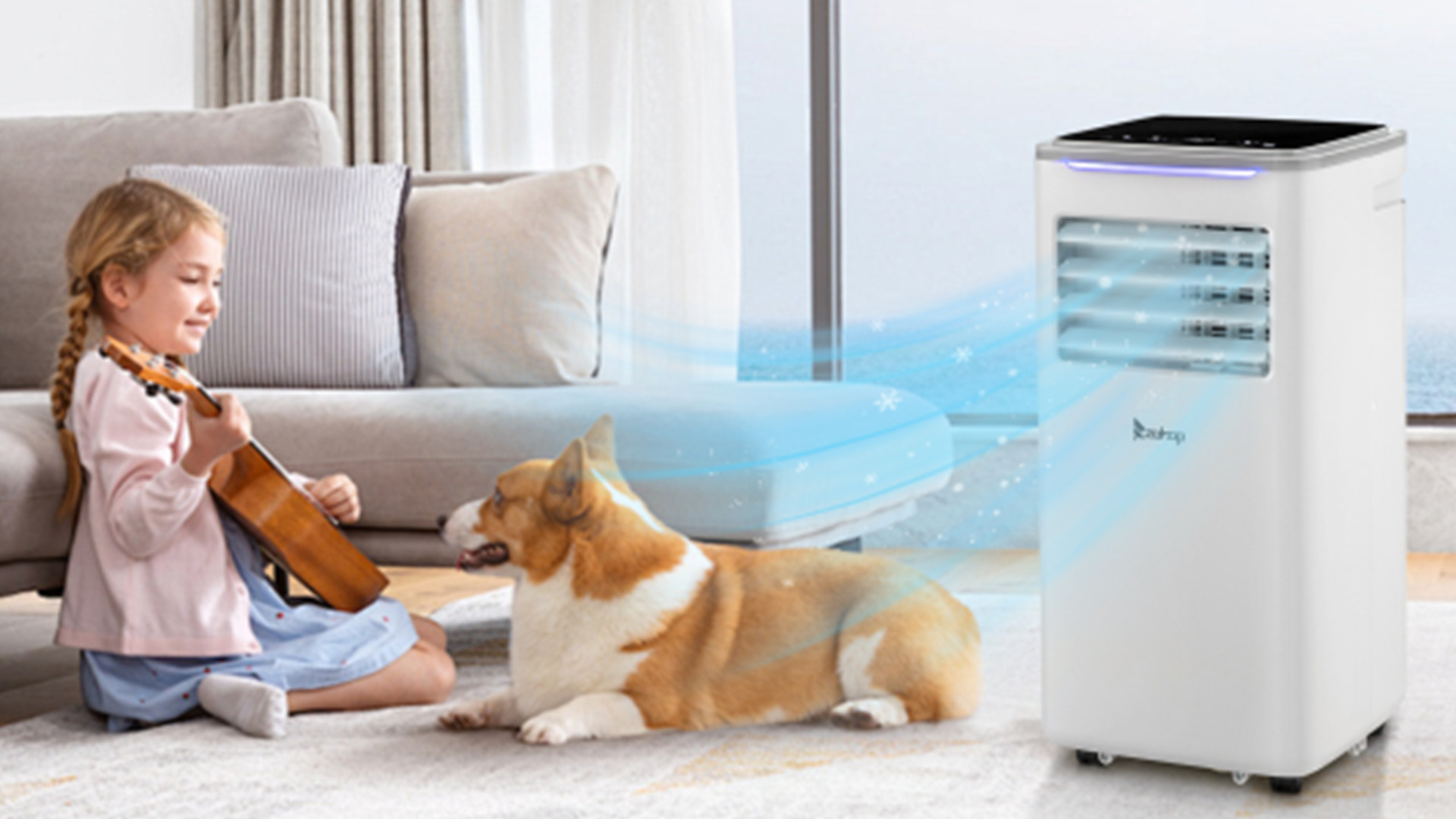 Upstreman Portable Air Conditioner - 10000 BTU For Rooms Up To 250 Sq.Ft, With Remote, Dehumidifier, Fan, And Easy Install Kit