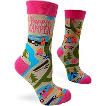 Fabdaz Happy Camper Camping Themed Womens Novelty Crew Socks - 1 Pair - 1 Size Fits Most