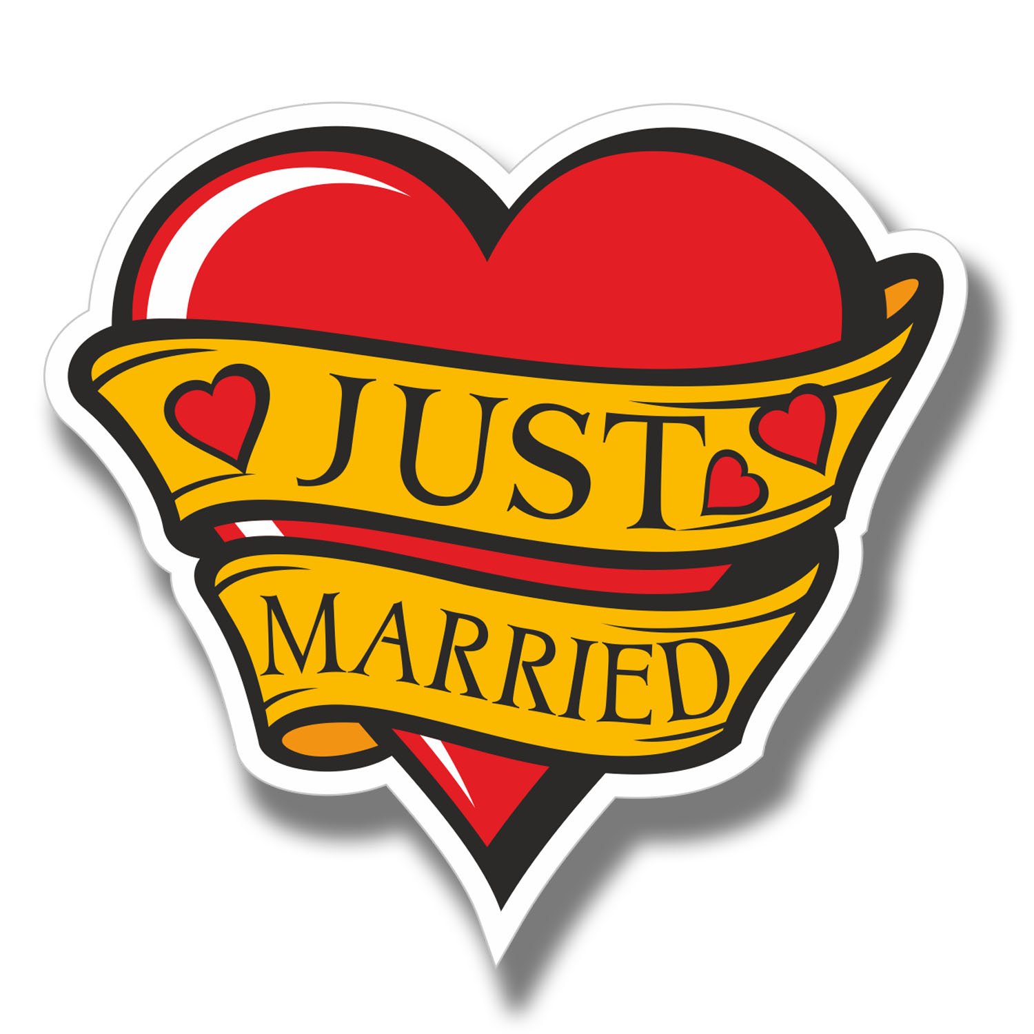 Destinationvinyl Multi 2 X Glossy Vinyl Stickers - Just Married Wedding Funny Bike Laptop Decal #4083 (10Cm Wide X 9Cm Tall)