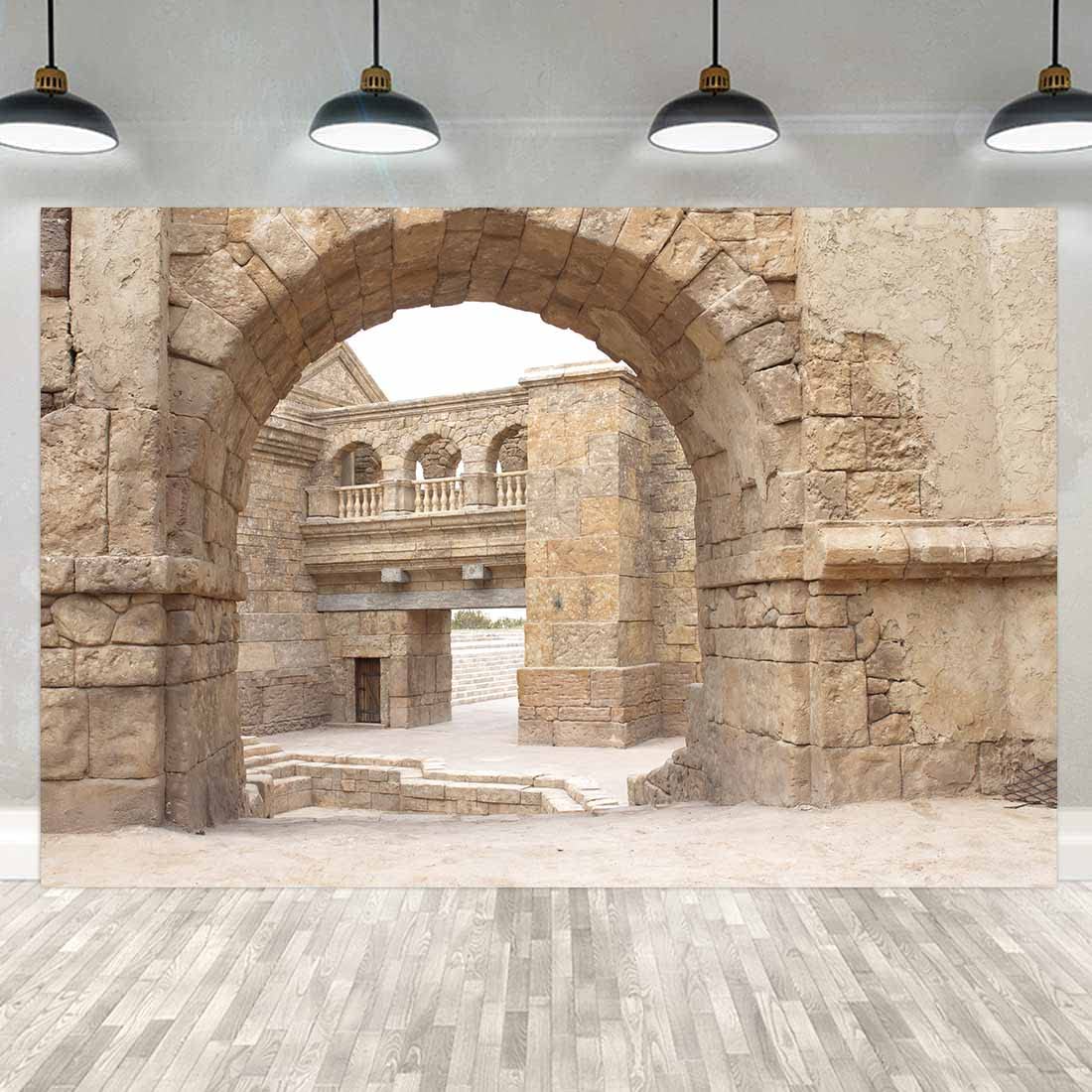 Ancient Jerusalem Buildings Photography Backdrop, 7X5FT, Roman Church Israel Background, Photo Booth Studio Props RBJYYLU49