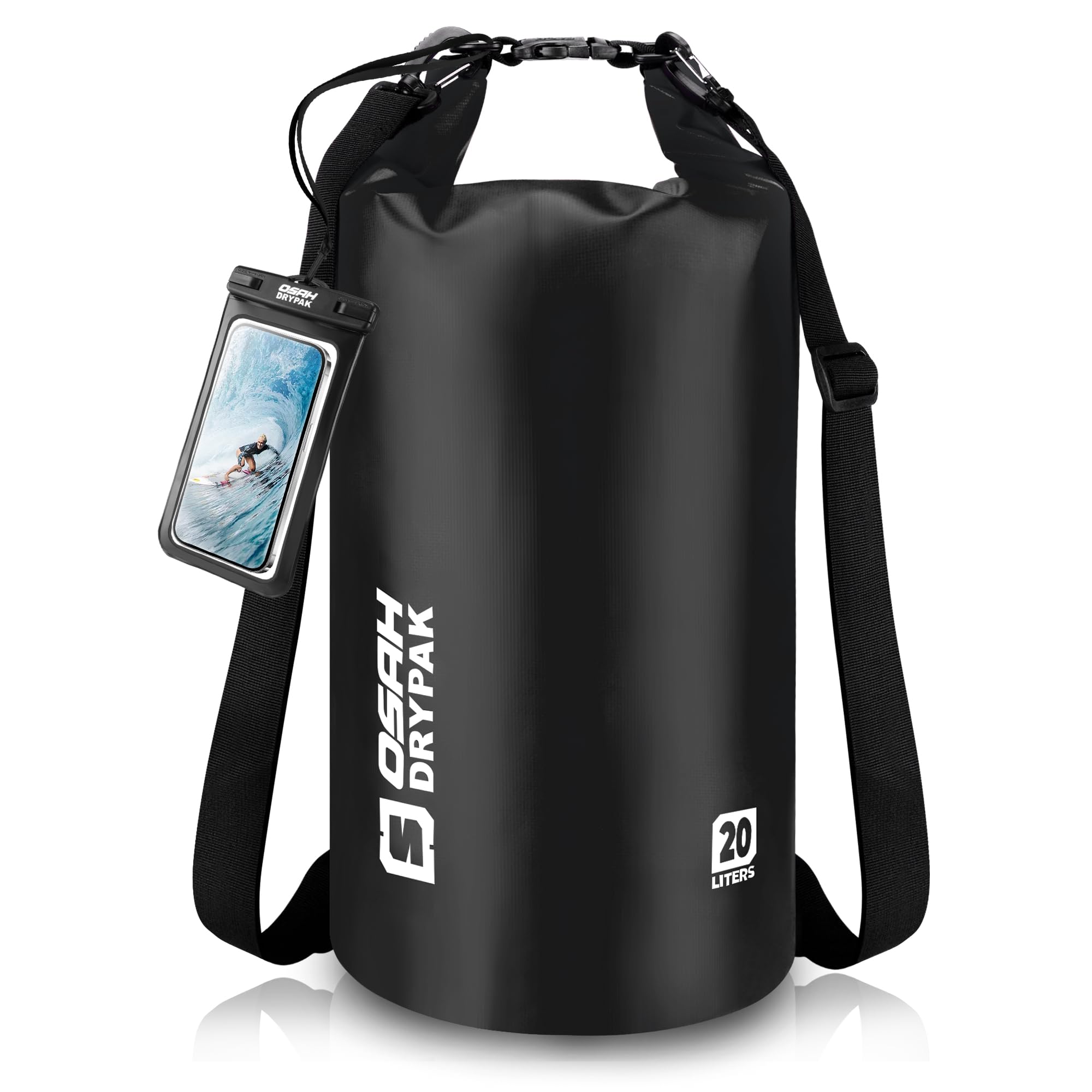 OSAH DRYPAK Dry Bag wasserdichte Tasche 5L/10L/20L/30L/40L Drybag Rucksack Wasserdicht Beutel mit Schultergurt und Wasserfester Handyhülle für Wassersport, Kajakfahren, Bootfahren, Camping