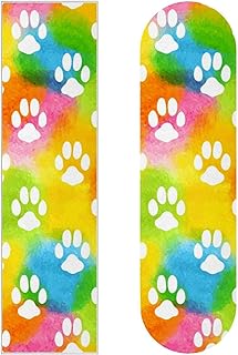 opleicx Stickers for Skateboard, Animal Footprint On Raimbow Color Skateboard DIY Decorative Gifts for Teens Girl Boys Kids, 2-Packs Cuttable Laptop Luggage Case Skateboard Sticker