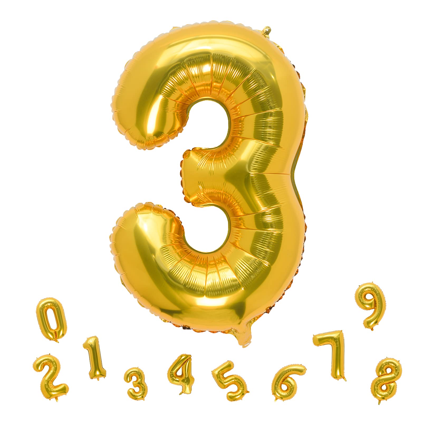 32 Inch Gold Number 3 Balloons Foil Ballon Digital Birthday Party Decoration Supplies (Gold Number 3 Balloon)