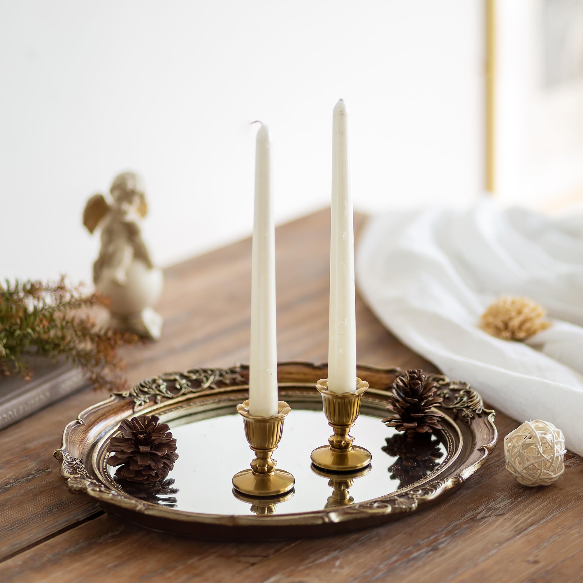 ruichrng 2 kandelaars met handvat, vintage kandelaar, cadeau voor tafeldecoratie bruiloft, badkamer, keuken, balkon, decoratie (goud
