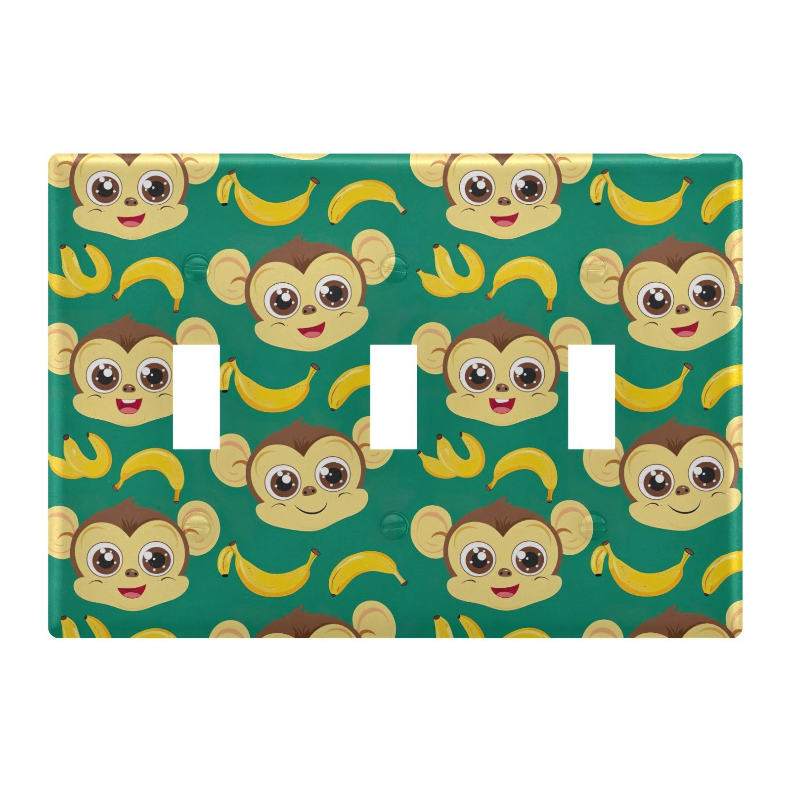 Light Switch Cover Cute Cartoon Monkeys Bananaa Wall Plates for Electrical Outlets 3 Gang 202b5776