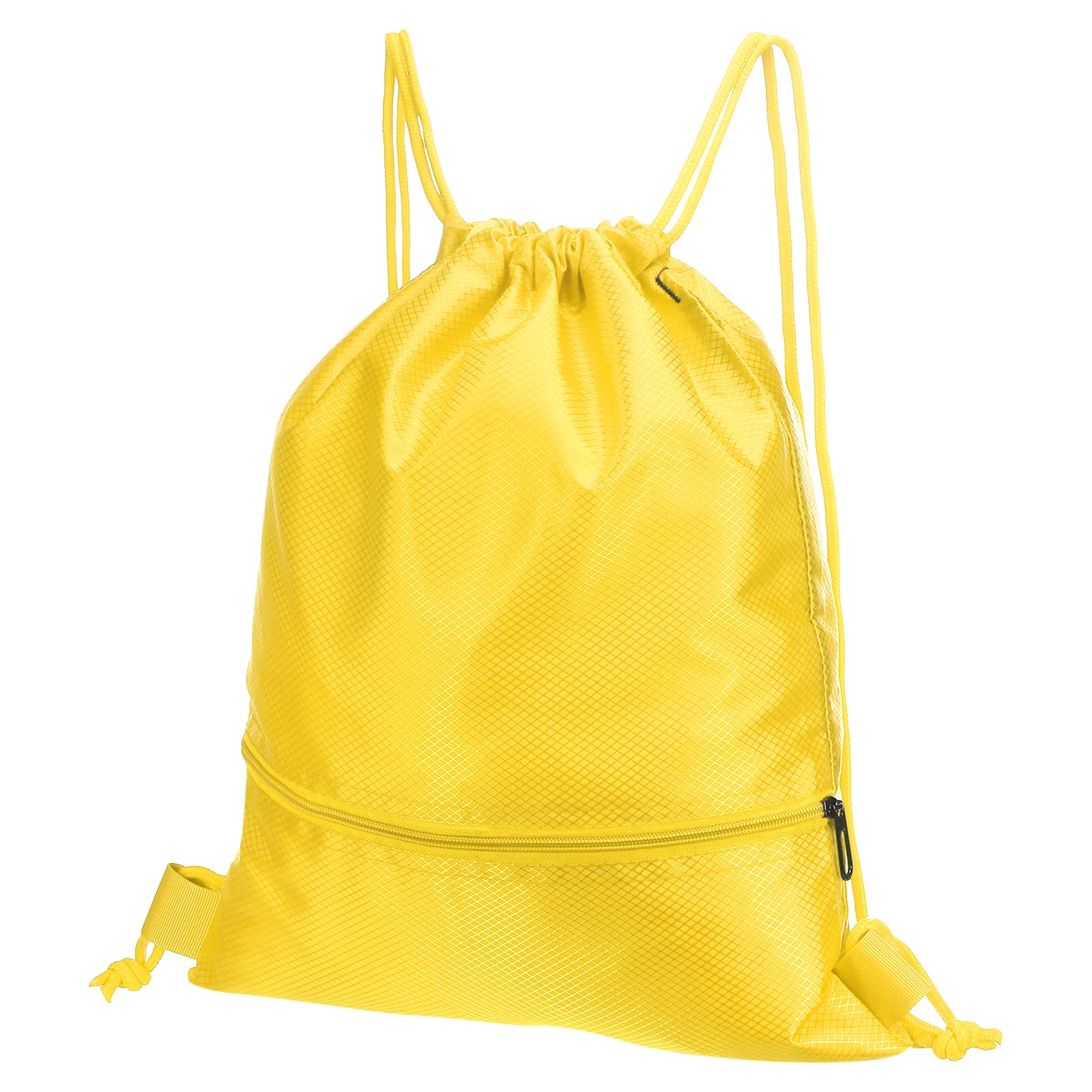 PATIKIL Drawstring Backpack Bag, Drawstring Gym Bags String Backpack with Zip Pocket for Women Men, Yellow