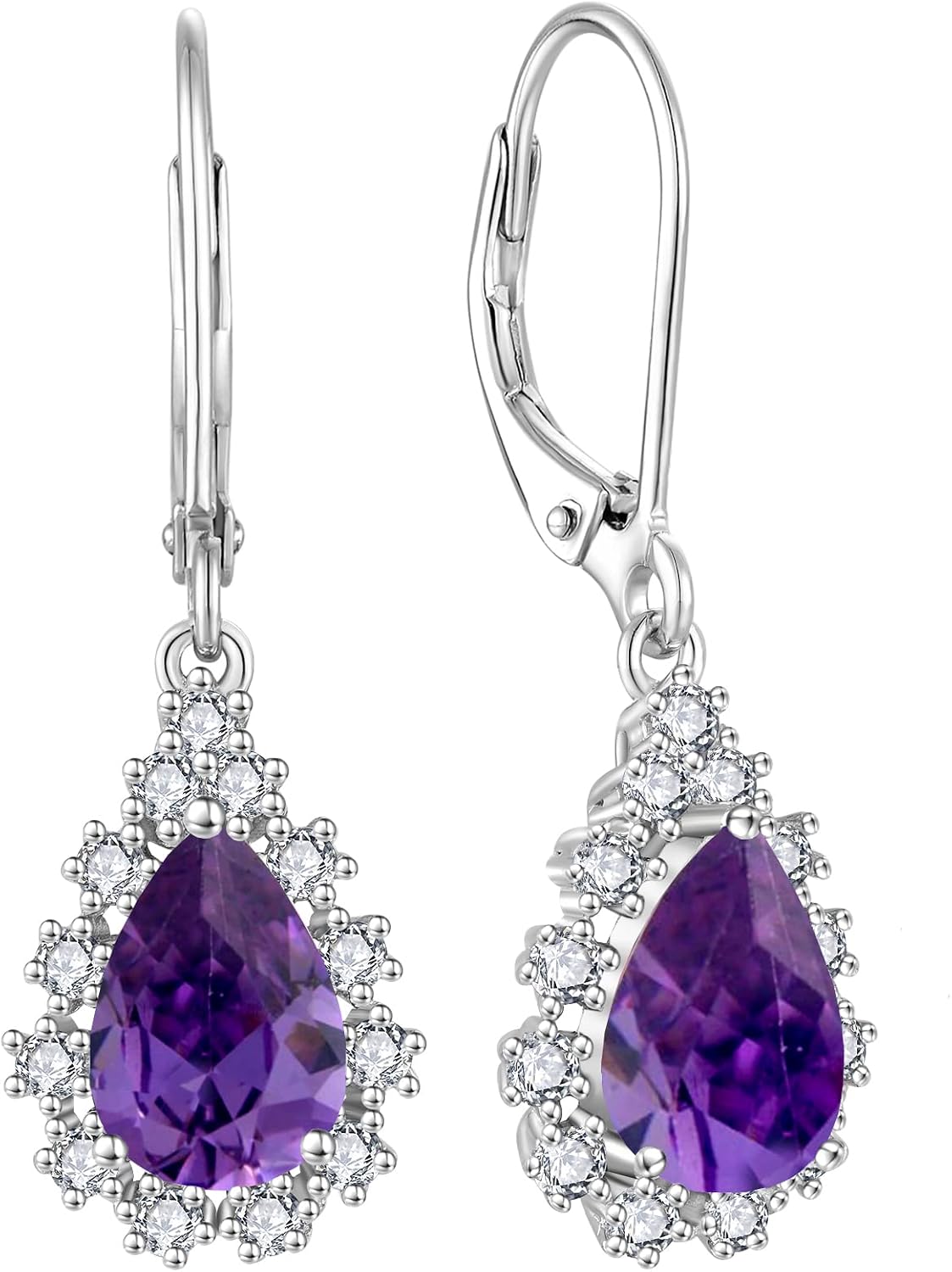 Teardrop Dangle Drop Earrings Leverback Earrings 925 Sterling Silver Cubic Zirconia Earrings Christmas Gift for Women Her Wife Mother