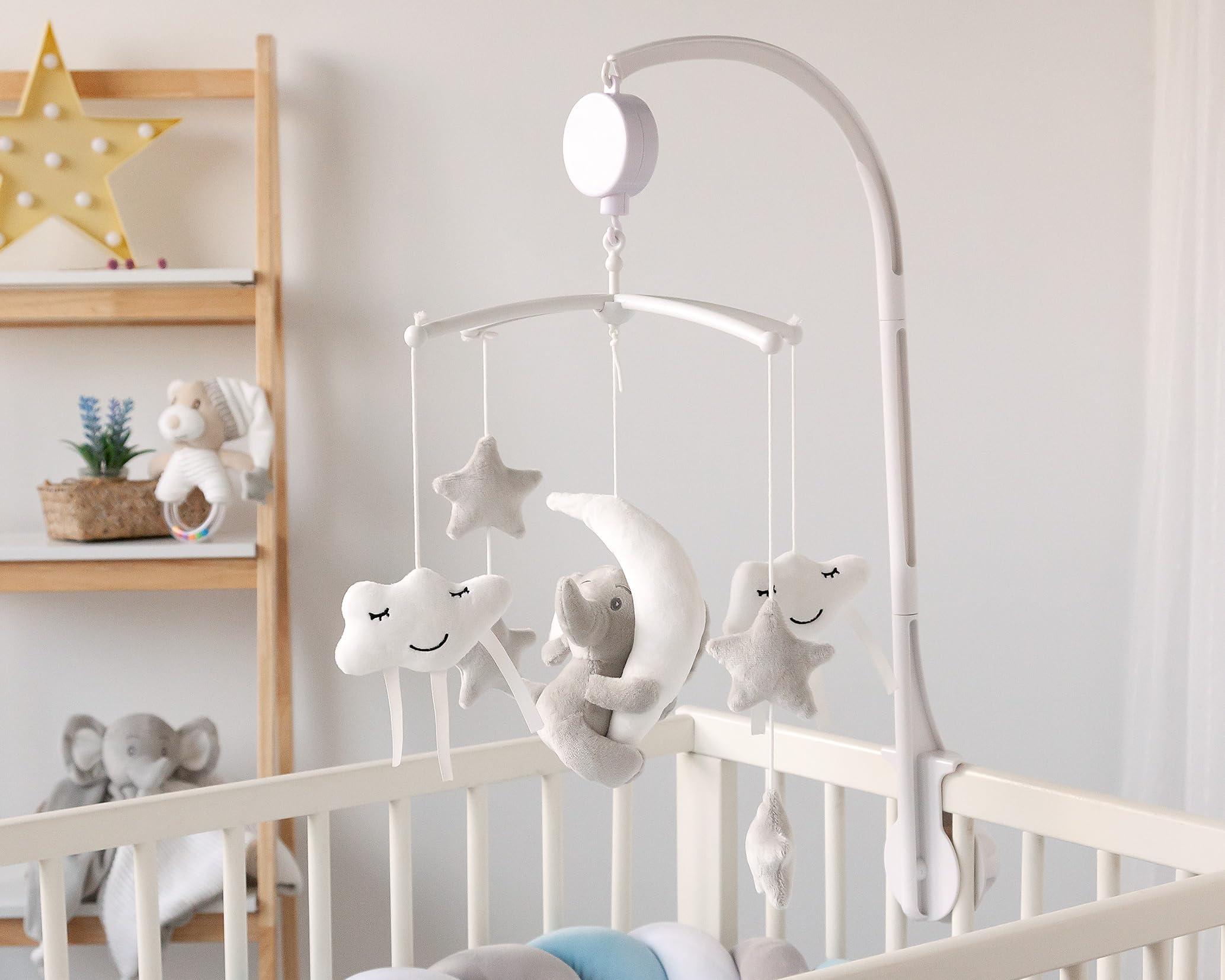 Kiokids Móvil Musical Para Cuna Elefante Gris