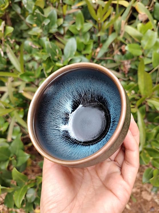 Tenmokus Jianzhan Tea Cups, 160ml/5.41oz Ceramic Chinese Jian Zhan Hare's Fur Stoneware Tea Bowl