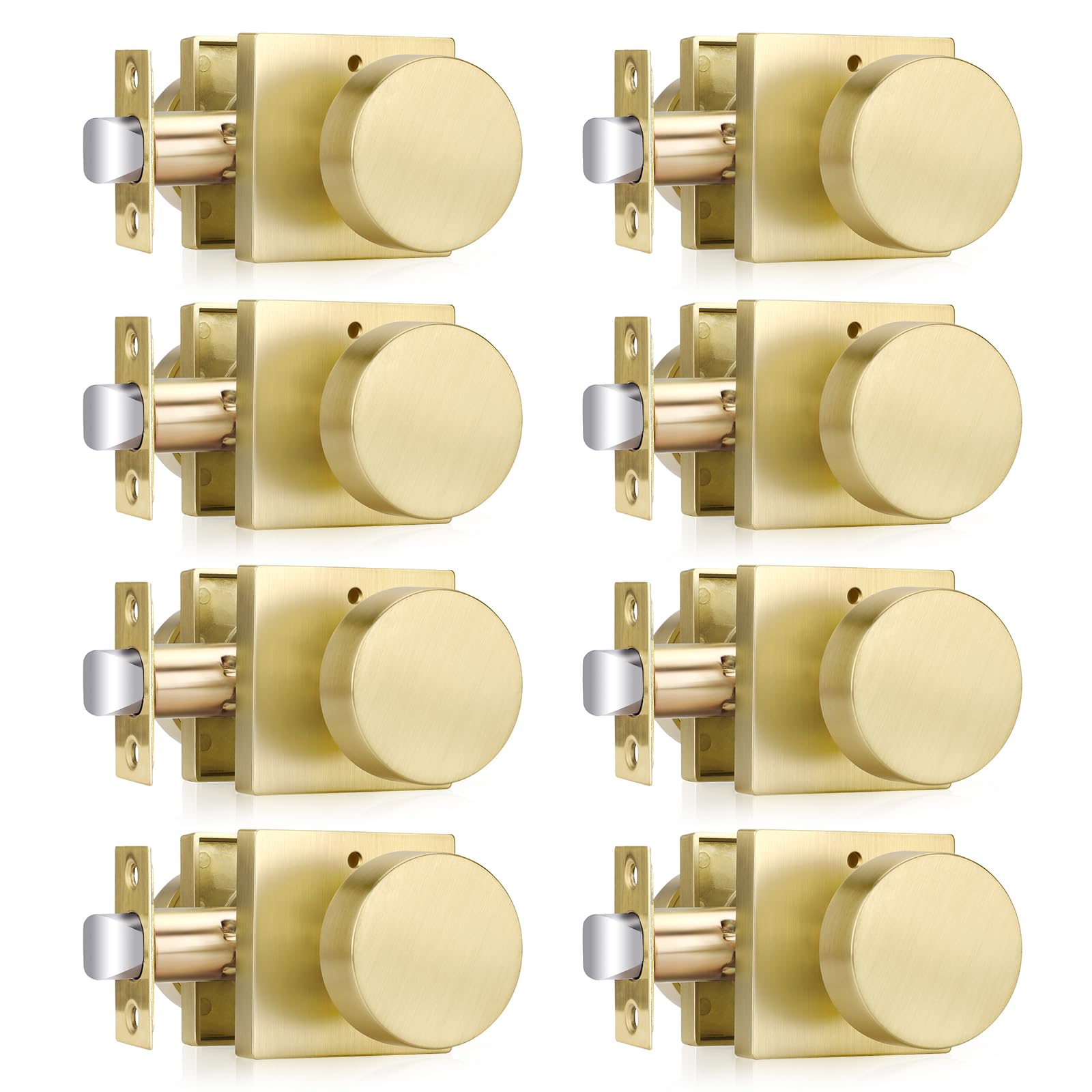 Brushed Gold Door Knobs - 6 Pack Privacy Knobs -10 Brushed Gold Door Knobs - 6 Pack Privacy Knobs -10