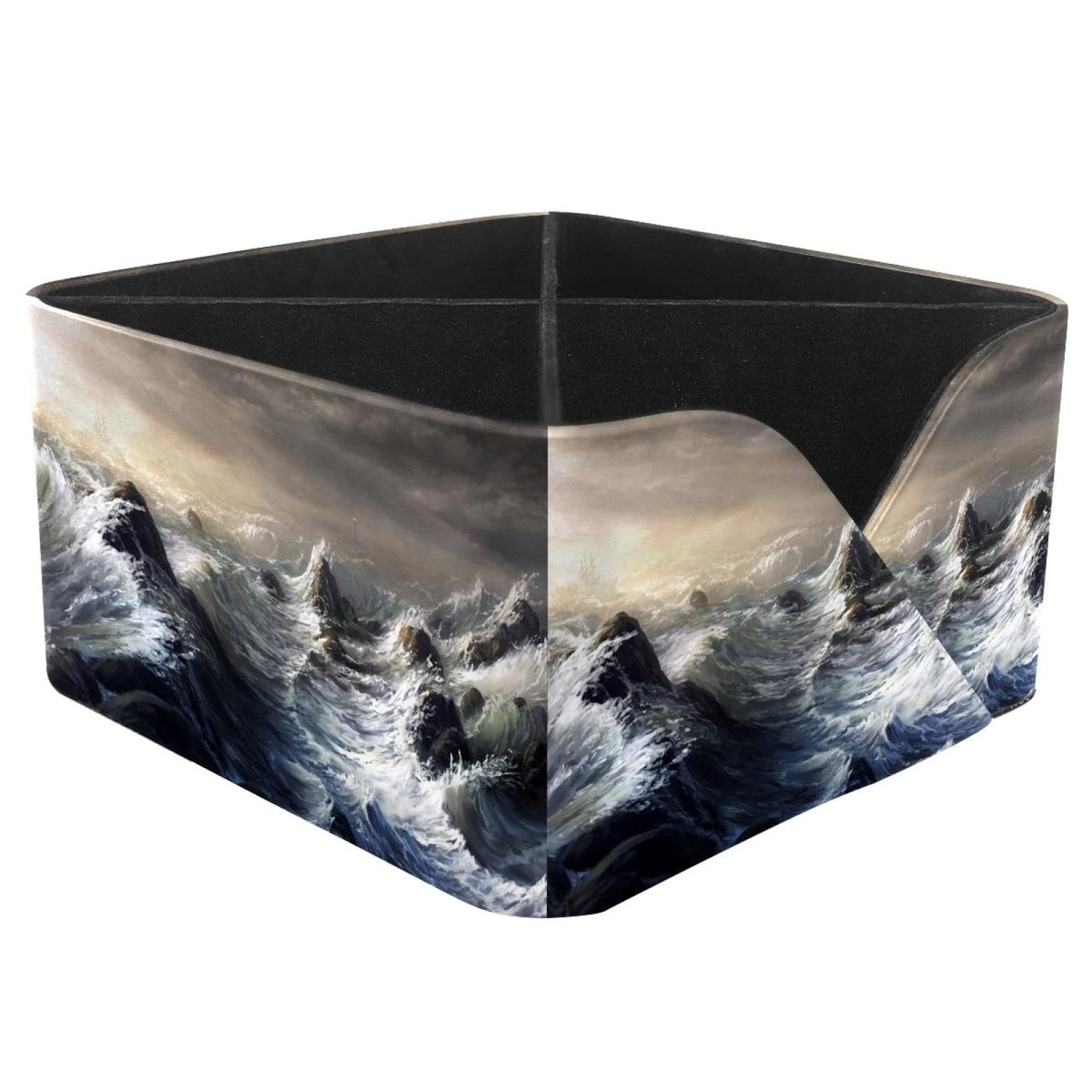 KengjuTesu Stormy Waters Desktop Organizer Pen Holder, Rectangular Pencil Cup for Office, Study and Makeup Stations