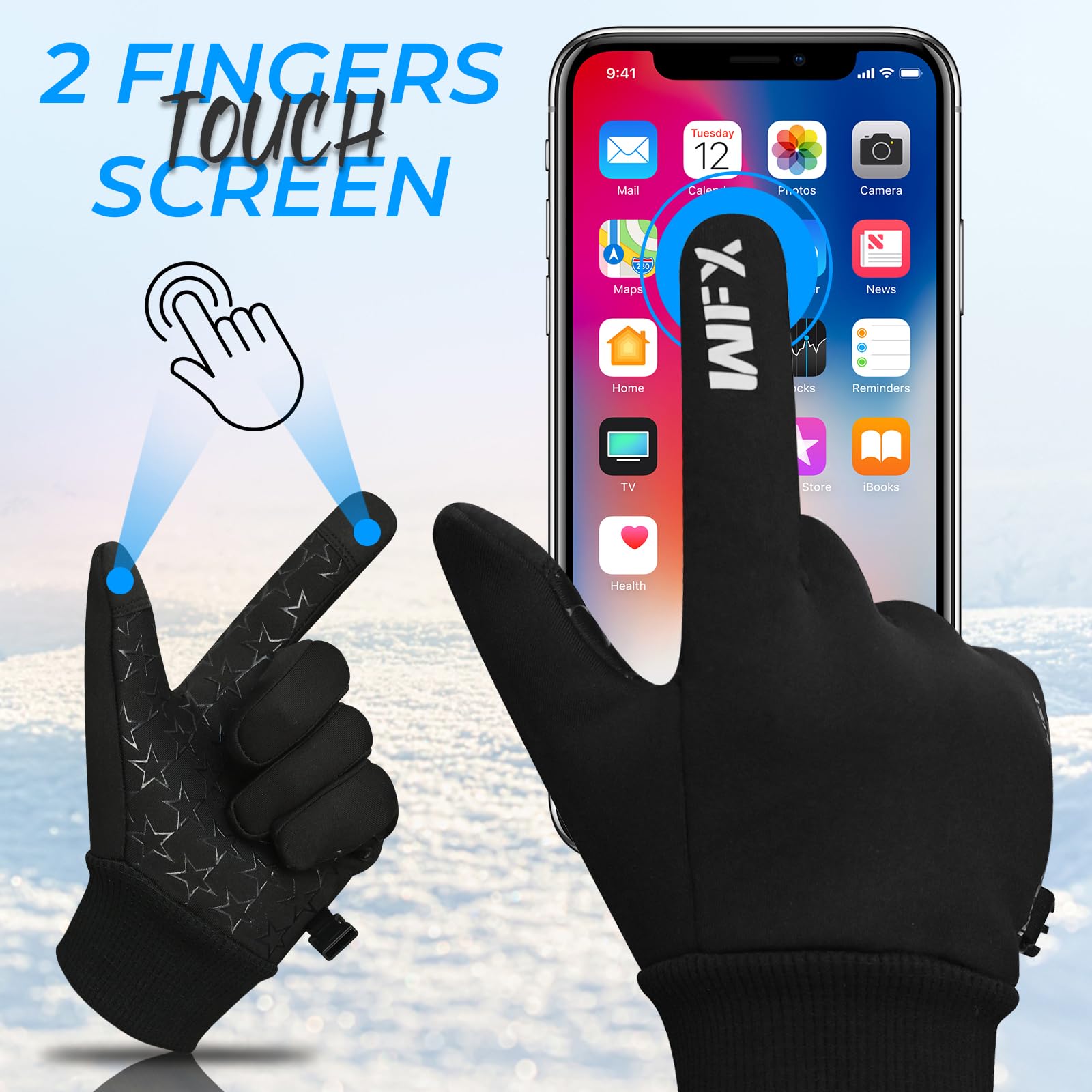 WFX Kids Winter Sports Gloves Thermal Anti-Slip Touch Screen Gloves for Running Hiking Ski Sports Outdoor Walking Cycling Gloves Warm A — view 3