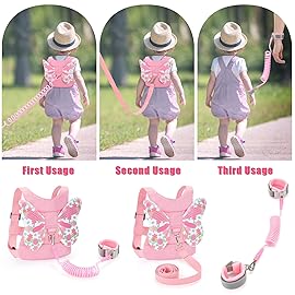 Toddlers Leash + Anti Lost Wrist Link Child Kids Safety Harness Kids Walking Wristband Assistant Strap Belt for Girl Pink Christmas Gift