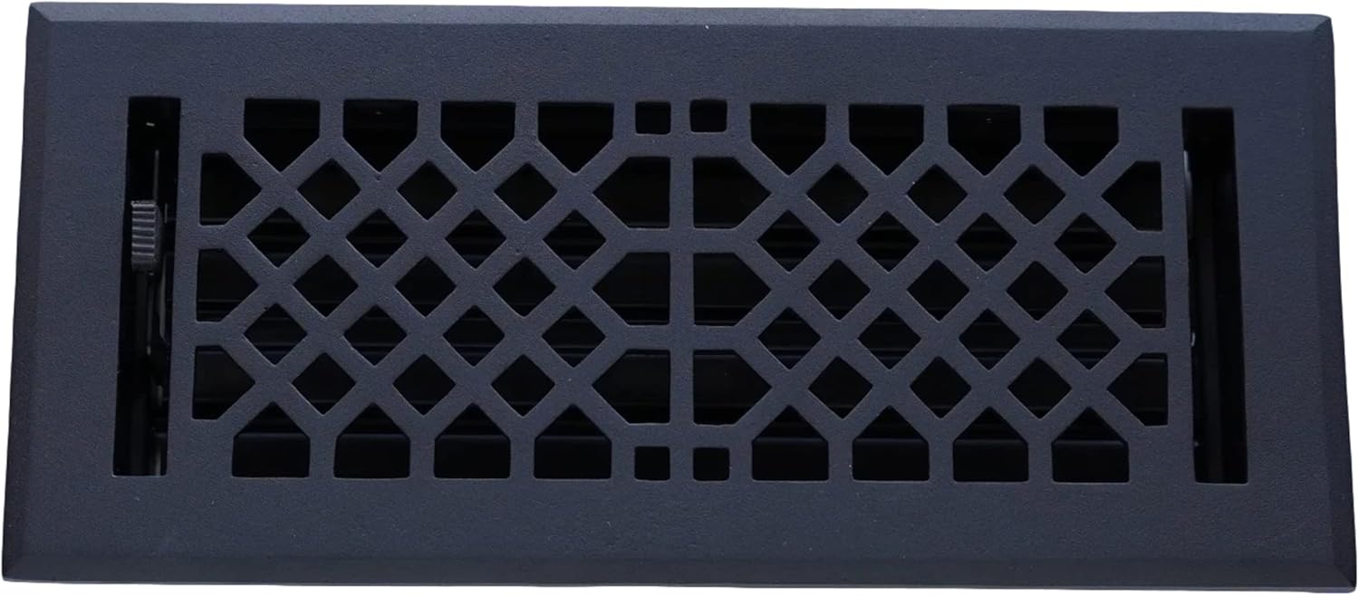 Madelyn Carter 4 x 10 Cast Iron Vintage Industrial Vent Cover - Black (Overall: 5.25 x 11.5)