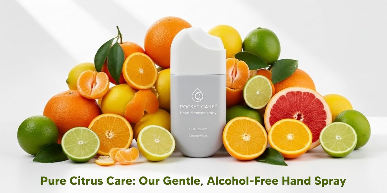 POCKET CARE Hand Moisturizing Cleanser Spray, Grape Aroma – Travel Size 0.50 fl oz (3 Pack) | Gentle Natural Hand Care for Kids & Family, Skin-Friendly Formula - Image 8