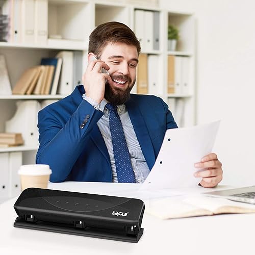 Miniatura 2 de Eagle Perforadora de papel de baja fuerza con capacidad de 20 hojas, resistente, herramienta de perforación artesanal para apretar, agujeros