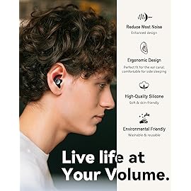 Ear Plugs for Sleeping - Noise Reduction Soft Silicone Earplugs, 2 Pairs Reusable Hearing Protection Earplugs for Noise Sensitivity, Sleep,Snore,Travel,Sound Reduction Noise Cancelling -(Black-Silver)