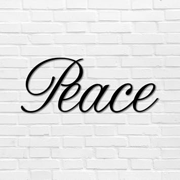 Peace Word Art Sign Calligraphy Simple Metal Sign Address Sign Plaque Customizable Long Lasting Iron Metal Wall Art Artwork Sign for Home Lodge Outside Decor Home Decor 24 Inch