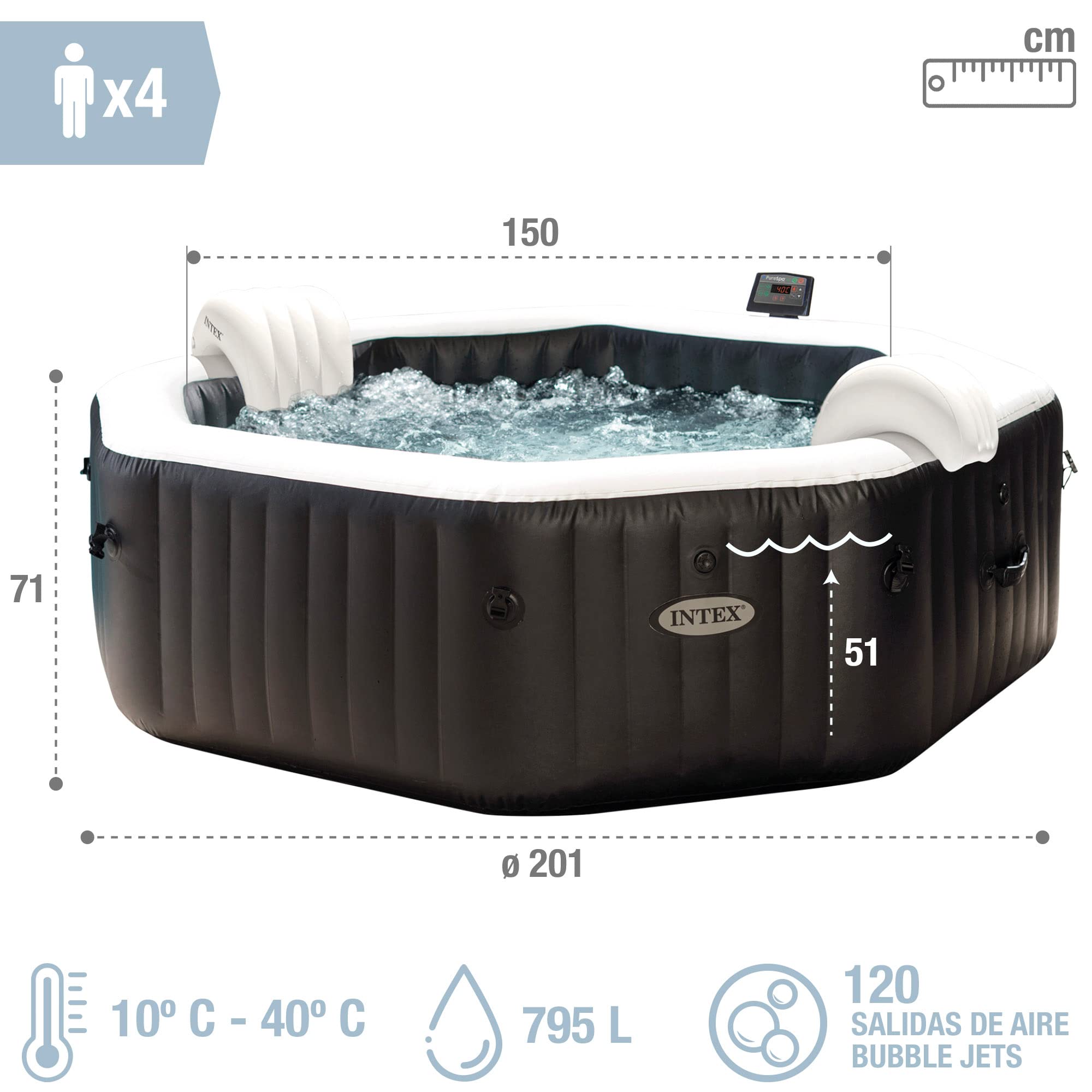 Intex Pure Spa Carbone 4 Places 28458EX