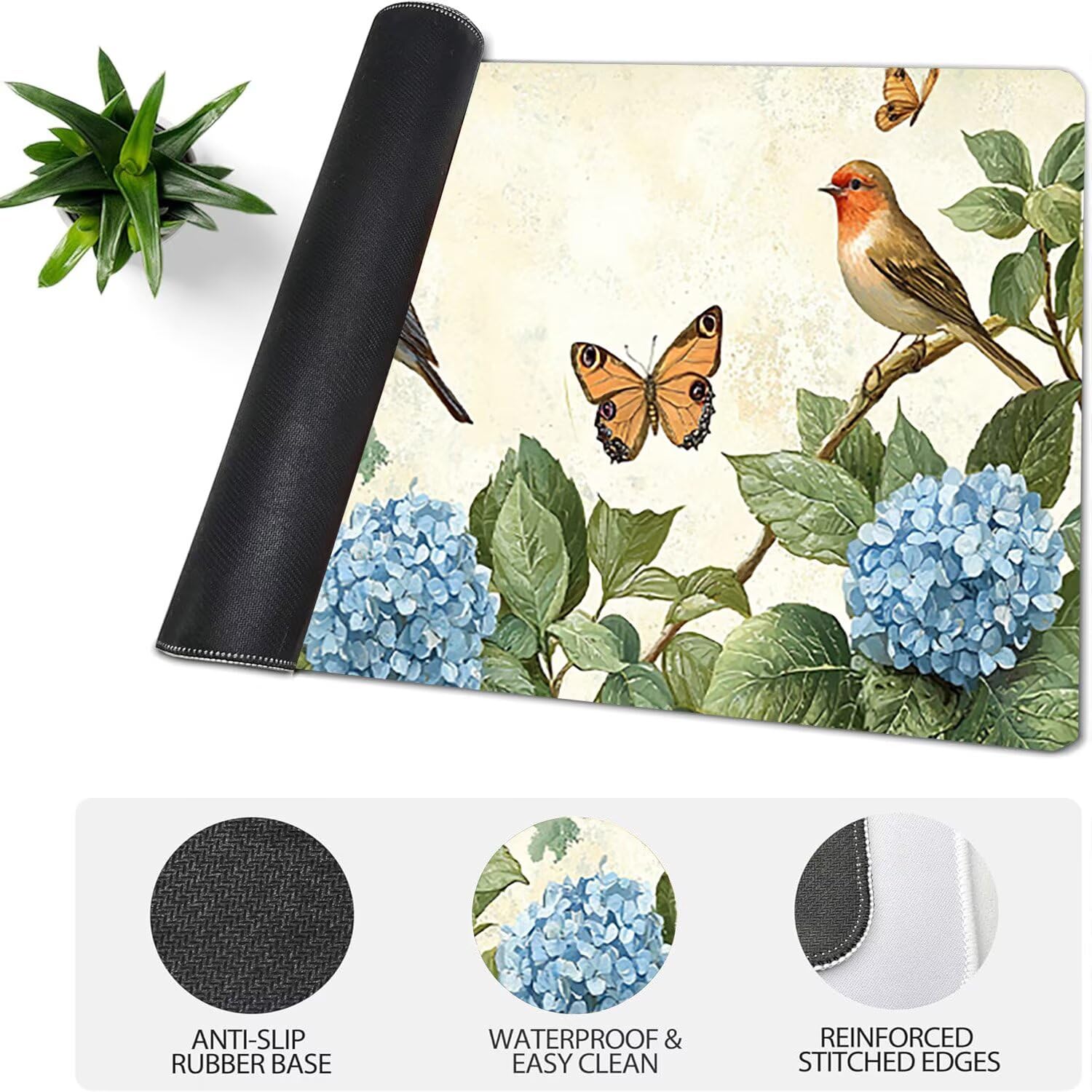 Podkładka pod mysz do gier XXL ze zwierzętami kwiatowymi, podkładka pod mysz XXL - 1400 x 600 x 3 mm - podkładka pod mysz matowa, bardzo duża z tkaniny, antypoślizgowa podstawa, dla graczy