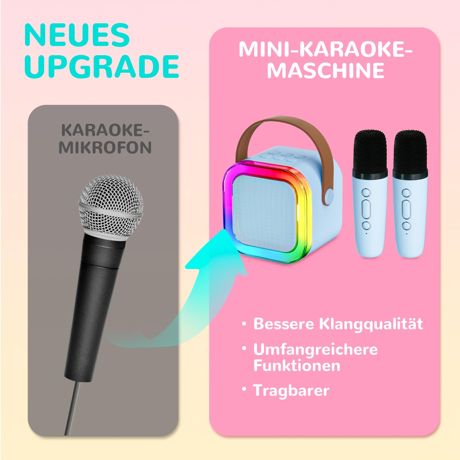 Wowstar Maszyna do karaoke 2 mikrofon K12 niebieski 2