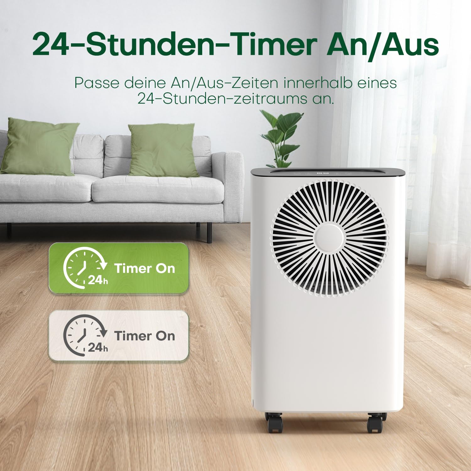 Luftentfeuchter 12L/Tag, Auto Entfeuchtung, 24H-Timer Ein/Aus, Kontinuierliche Entwässerung, Raumentfeuchter, Geeignet für den Wohnung/Keller, Luftentfeuchter Elektrisch, Gegen Feuchtigkeit
