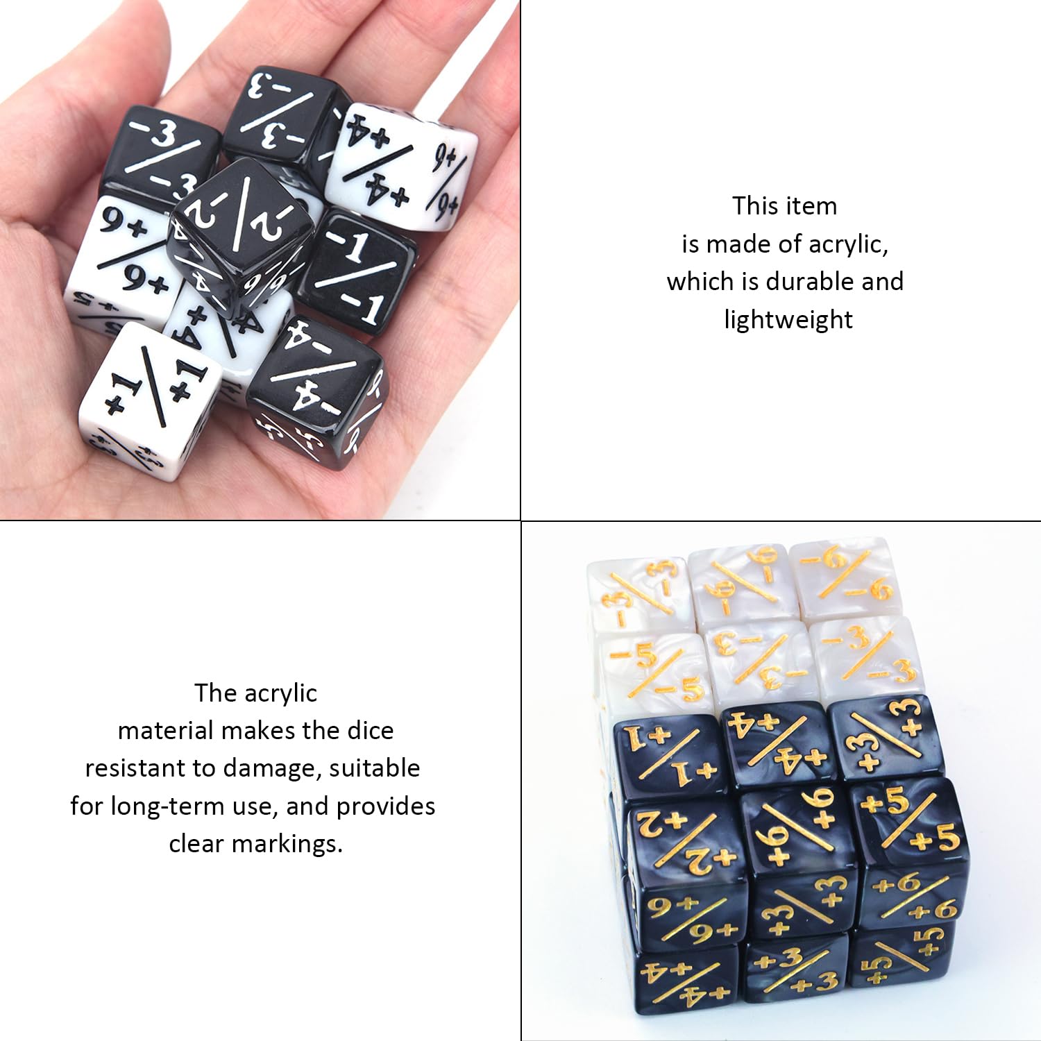 NXPWRC 36 Pieces Magic Dice, Plus And Minus Sign Dice, 16Mm Marked Dice, Dice Counter, Card Game Accessories, Tabletop Game Accessories - Image 3