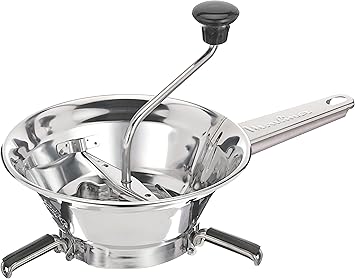 Moulinex Classic manual vegetable mill in stainless steel, Small model, Easy grinding, Purees, Soups, Compotes, Dishwasher safe, Made in France A40106