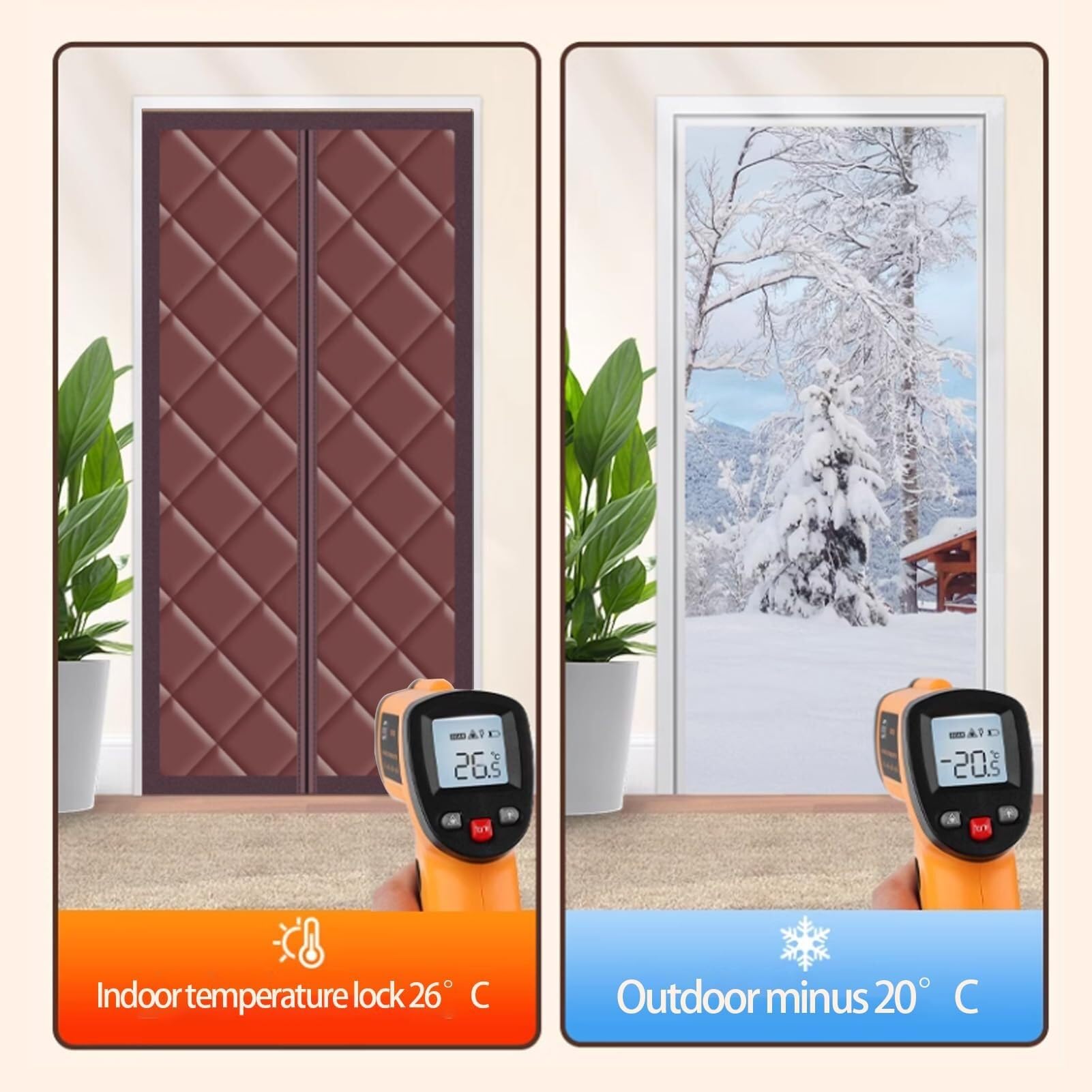 Tenda per porta con isolamento termico magnetico, copertura isolata antivento cotone poliestere caldo invernale, tenda d'ingresso insonorizzata(110x220cm)