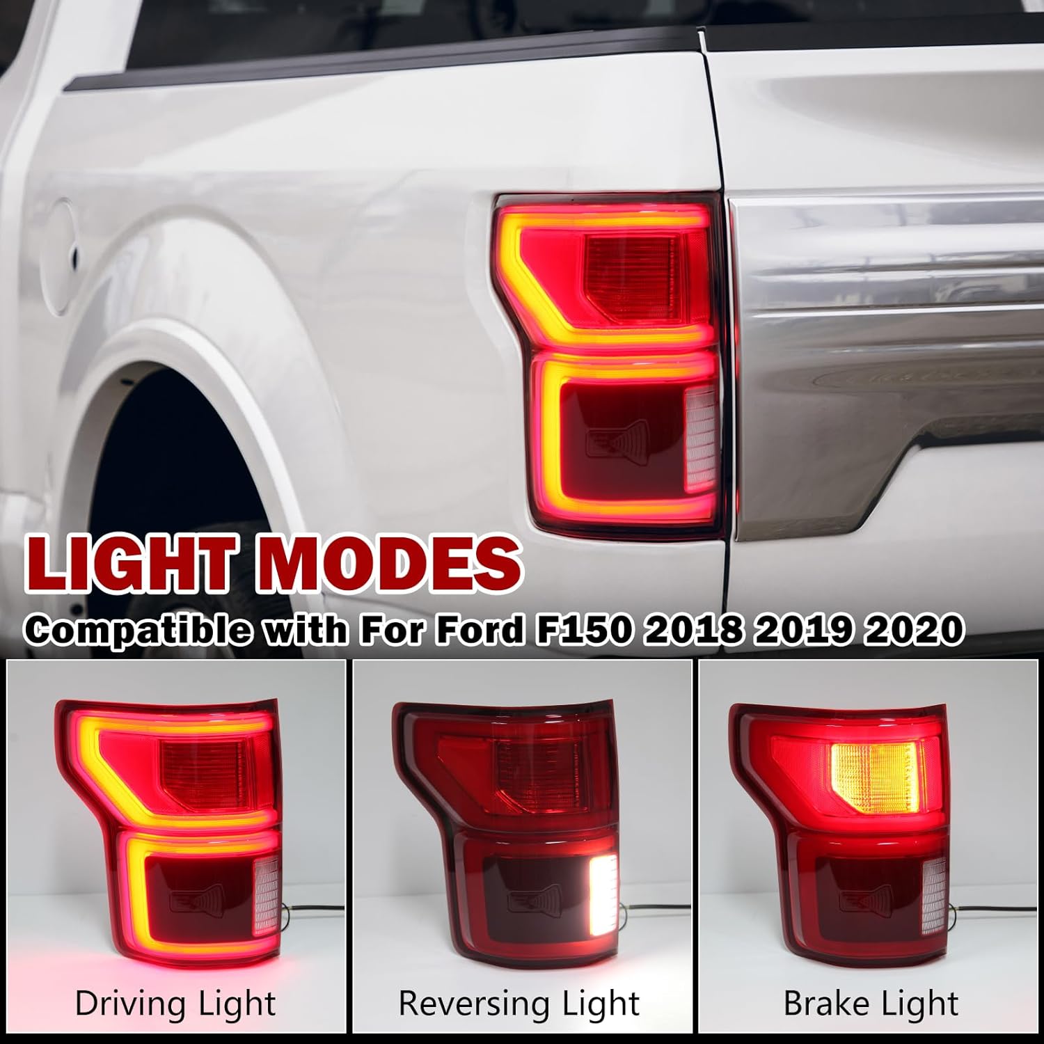 LED Tail Light Assembly For Ford F150 2018 2019 2020 With Blind Spot Rear Lamp Taillight KL3Z13405B (Left Driver Side)