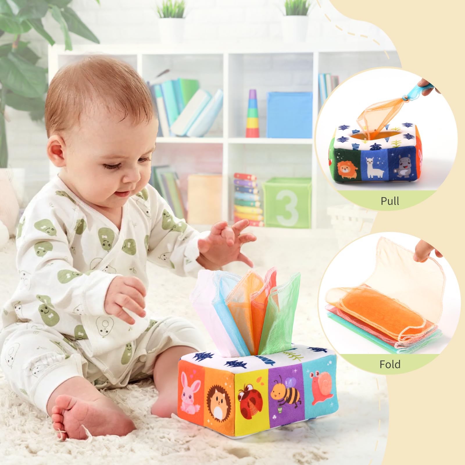 Montessori Tücherbox Baby - 12-in-1 Sensorik Spielzeug Ab 6 Monate