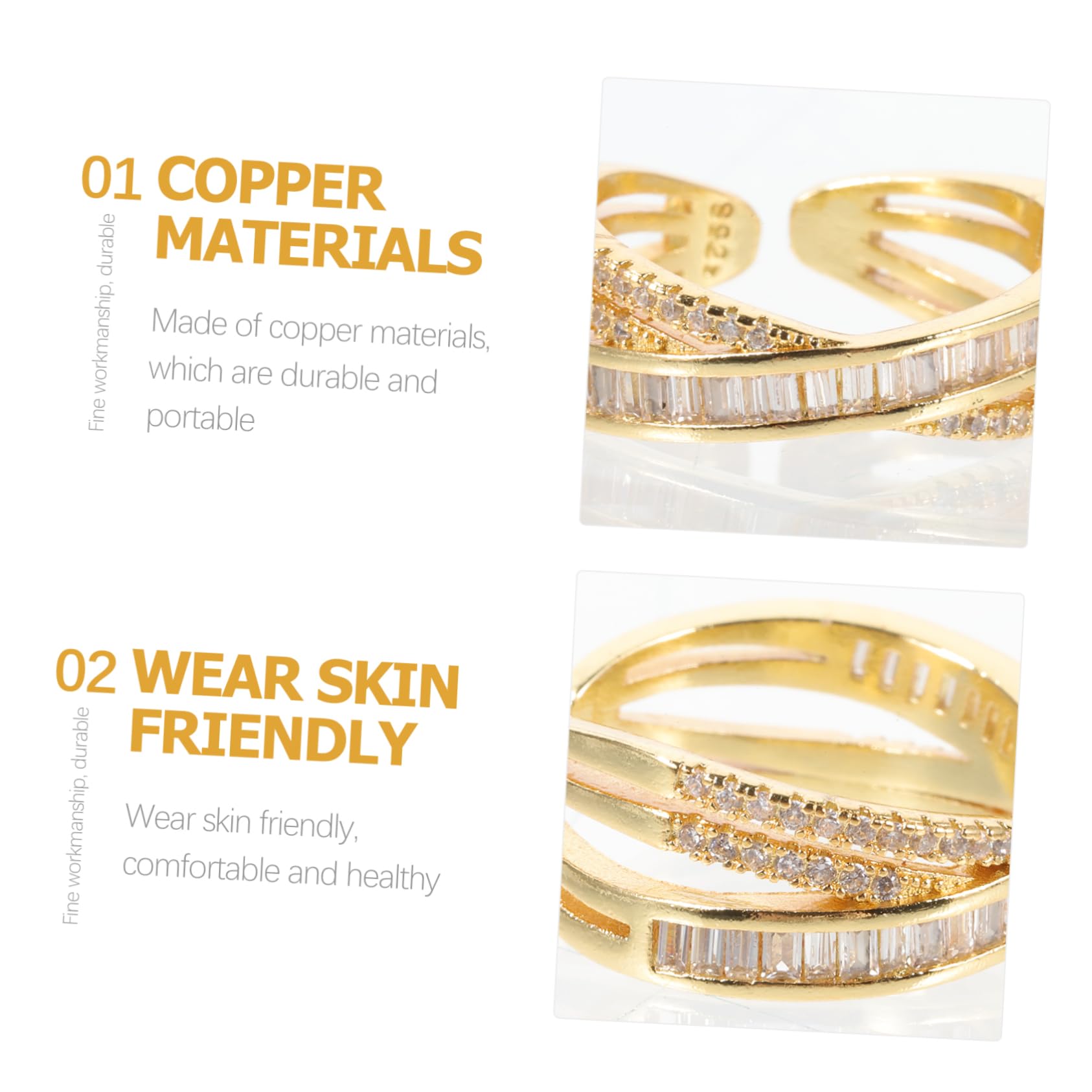 GLSTOY Gold Plated Adjustable Ring for Women Checkered Open Finger Ring Fashion Jewelry