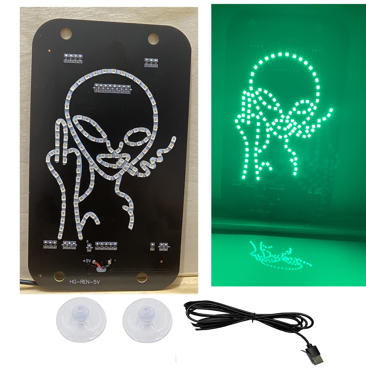 Photo 1 of LED Green Alien LED Signs for car ,Funny LED Light Sign Alien Invasion Smokes LED Lights for Car Jeep SUV SPV Truck Windshield,Windows,Party ,Bar Office Party Bar Pub Man Cave