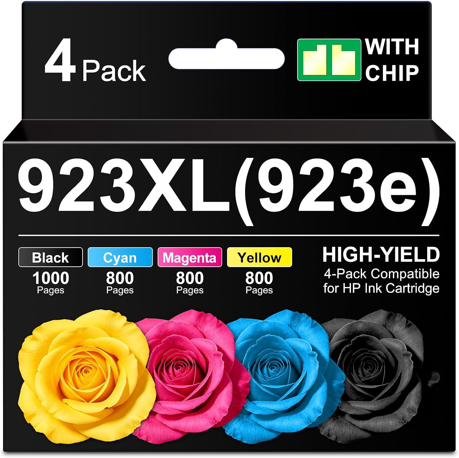 923XL 923e 923 Ink Cartridges for HP Printers (BK/C/M/Y) 4-Pack