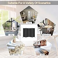 Vista 7 de MAYOLIAH Divisor de habitación de 4 paneles de 6 pies de alto, plegables, separadores de privacidad para pared interior, separador de habitación