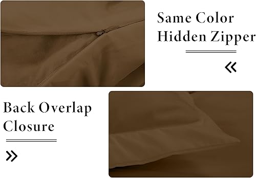 Miniatura 6 de ROYALE LINENS Funda de edredón color chocolate tamaño Queen Fundas de edredón de 3 piezas Cierre de cremallera 1 funda de edredón Queen de 90 x