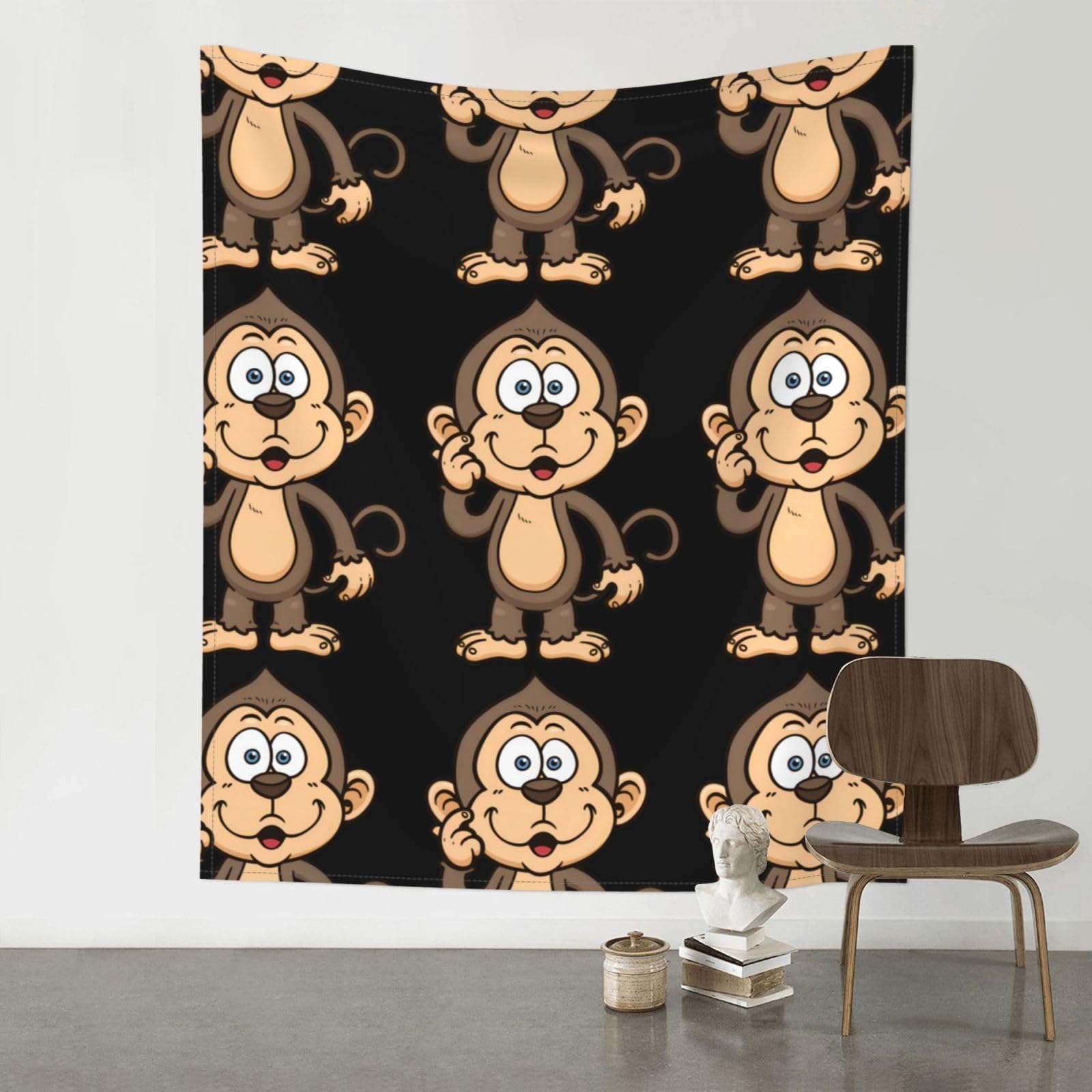 YYHWHJDE Monkey Prints Wall Tapestry 60x51in - High-Grade Polyester Throw Blanket for Bedroom, Dorm, Beach & Picnic Decor