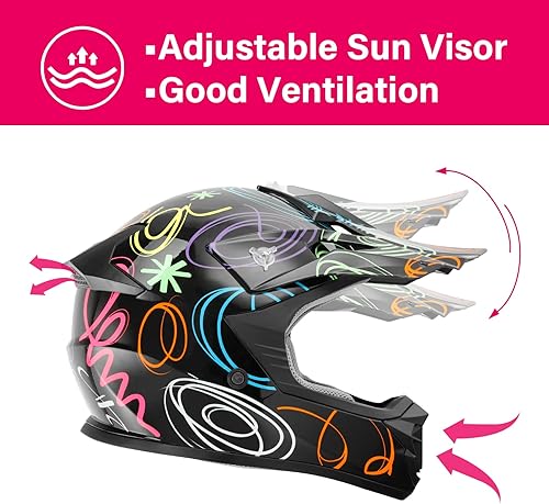 Miniatura 6 de TCMT Dot - Casco de motocross todoterreno para jóvenes y niños, casco de motocross, casco de motocross, casco de motocross, ATV + guantes + gafas