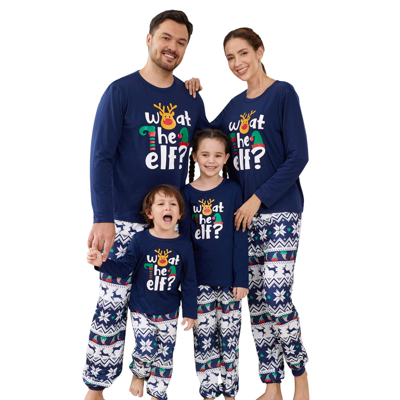 PatPatMatching Family Pajamas Reindeer Plaid Printed Xmas Holiday PJs Tee and Bottom Loungewear Women Men Kid Sleepwear