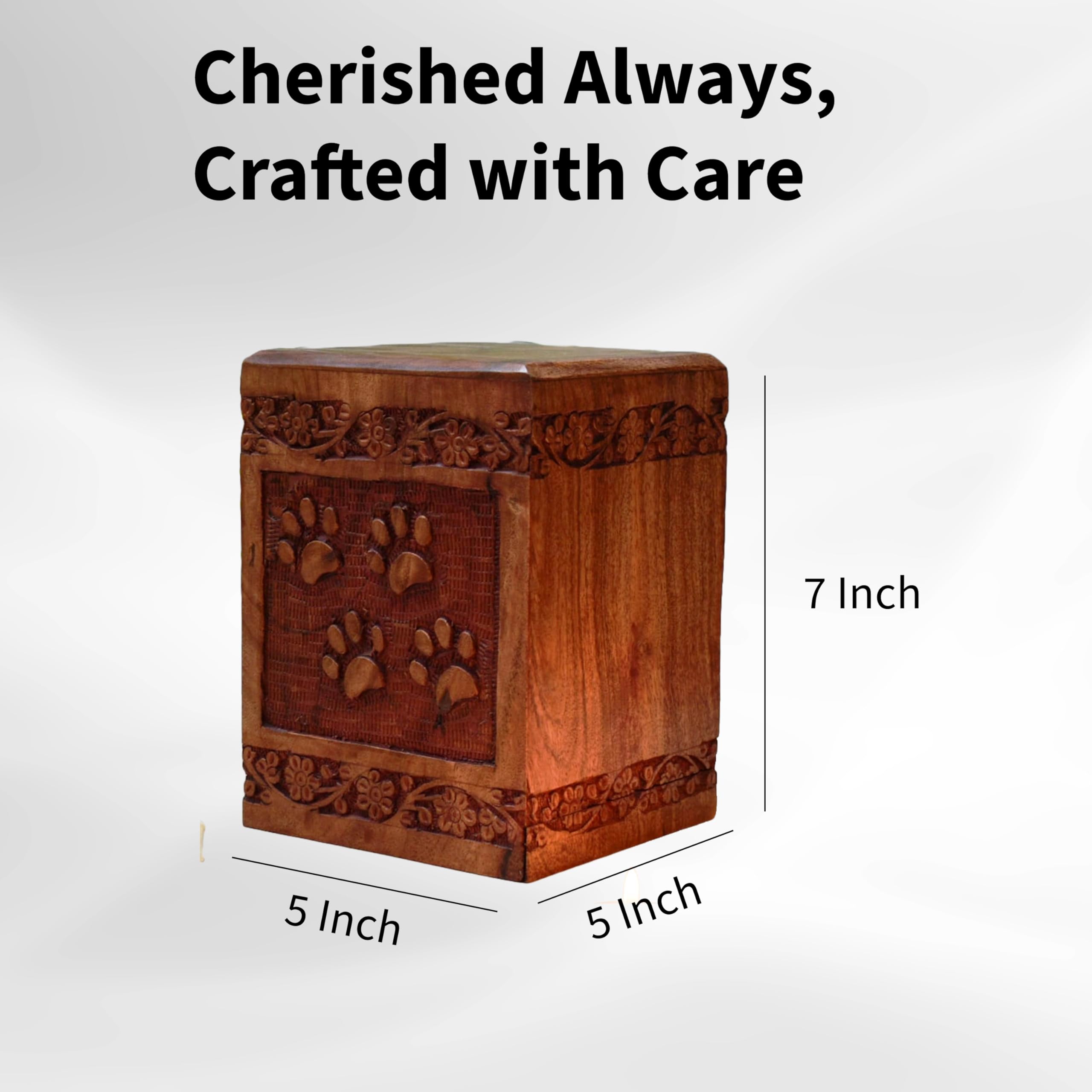 India House-Handmade Wooden Pet Urn for Dog & Cat Ashes, Small Cremation Box - Image 3