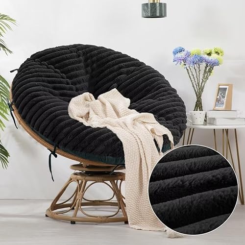 Miniatura 10 de HOMBYS Funda mullida y esponjosa para cojín de silla Papasan, solo funda de piel sintética (sin cojín), fundas de cojín extraíbles suaves con 8