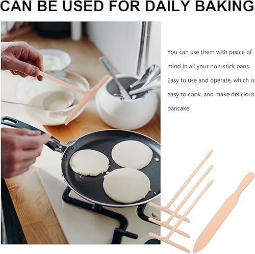 Miniatura 4 de LIFKOME Juego de herramientas para crepé, esparcidor de crepé y espátula, herramienta esparcidora de crepé, espátula de crepes de madera, espátula