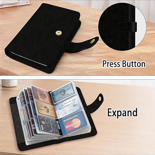 Miniatura 3 de Organizador de tarjetas de visita para mujeres y hombres, unisex, de piel sintética, portátil, para tarjetas, organizador de tarjetas de crédito,