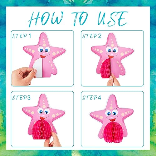 Miniatura 4 de 12 piezas de decoración de fiesta bajo el mar, centro de mesa de nido de abeja con temática oceánica, decoración de mesa de fiesta temática del