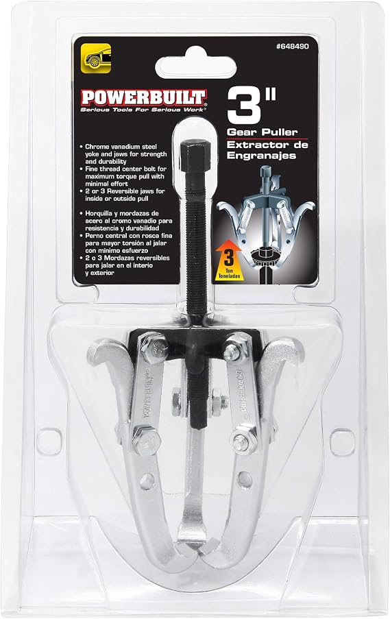 Powerbuilt 648490 Gear Puller with 3-Way Reversible Jaw