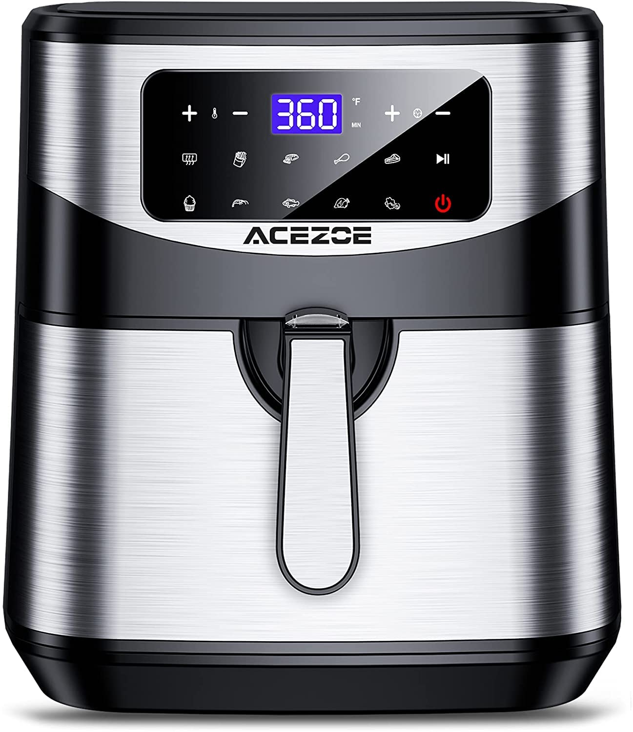 Acezoe Stainless Steel 7.4 QT Digital Air Fryer 1700Watt with 9 Preset