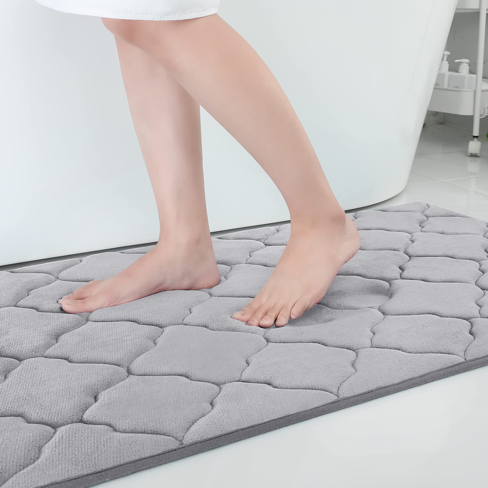 OLANLY Memory Foam Bath Mat Rug 70x24, Ultra Soft and Absorbent Bathroom Rugs, Non-Slip, Comfortable, Machine Washable Bath Carpet for Bathroom Floor,