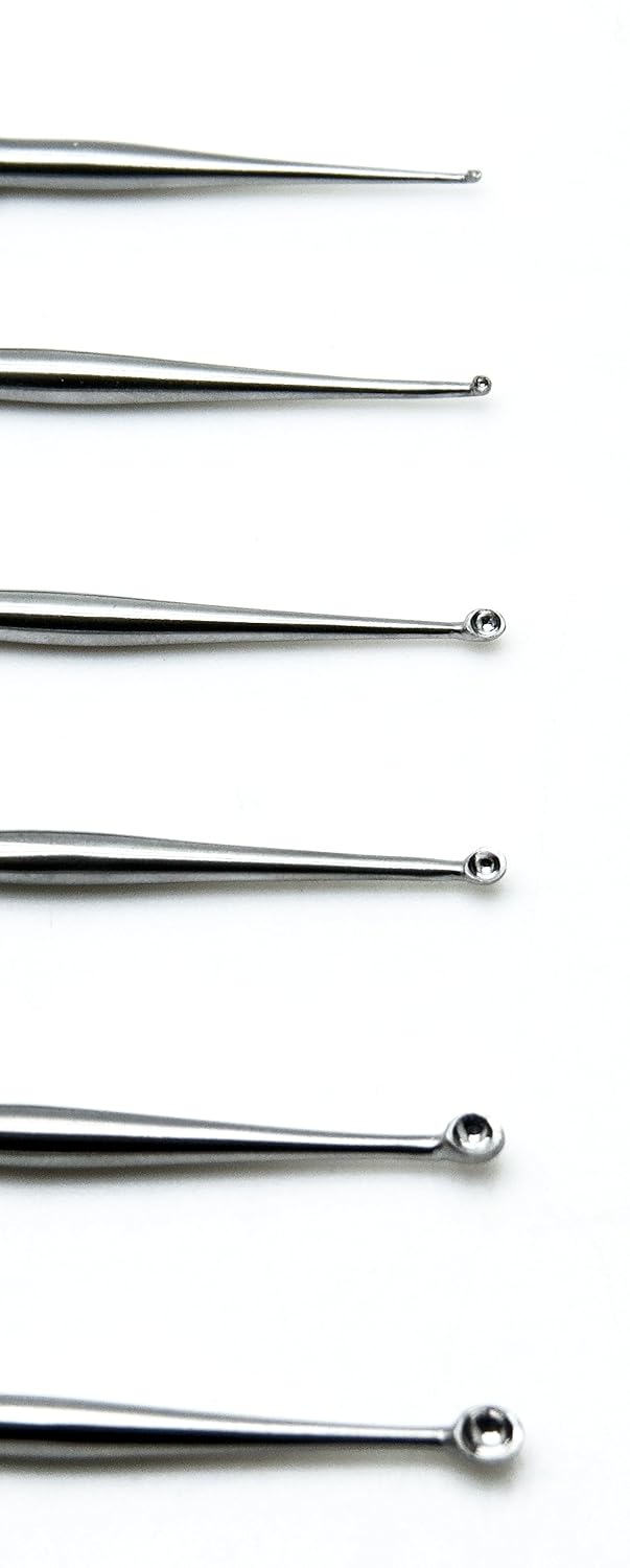 6 Pcs Meyhoefer Chalazion Ear Curettes #-1, #0, #1, #2, #3, #4 Surgical ENT Instruments