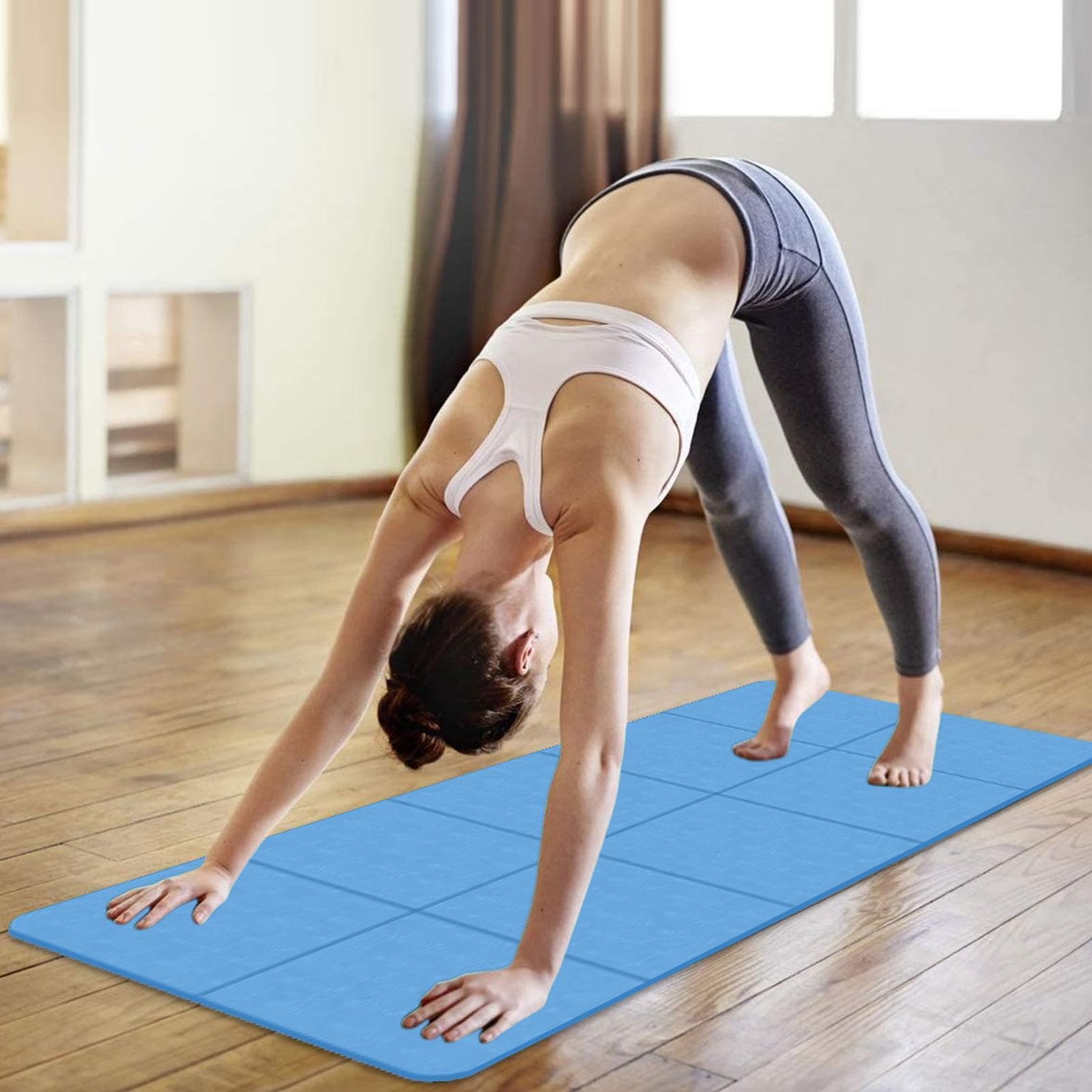 Esterilla de yoga de viaje, plegable, impermeable, amortiguación de 6 mm de